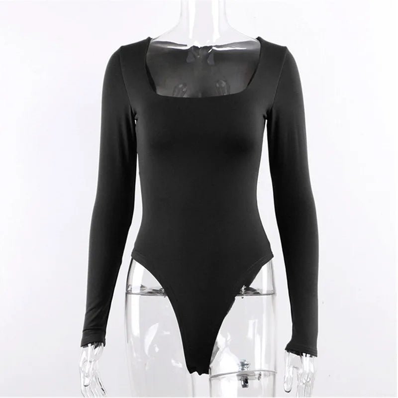 BodyForce Bodysuit Manches Longues Femme | Col Carré Sexy Streetwear - Bodysuit | BodyForce UK