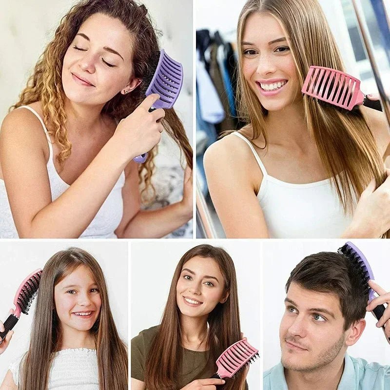 Premium Scalp Massage Hair Brush — Boar Bristle & Nylon for Wet, Curly & All Hair Types - Hair Brush | BodyForce UK