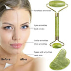 Jade Roller & Gua Sha Naturel — Masseur Visage Anti - Âge & Lifting - Accessoire Beauté | BodyForce UK
