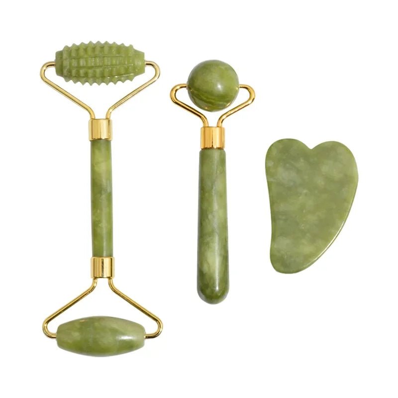 Jade Roller & Gua Sha Naturel — Masseur Visage Anti - Âge & Lifting - Accessoire Beauté | BodyForce UK