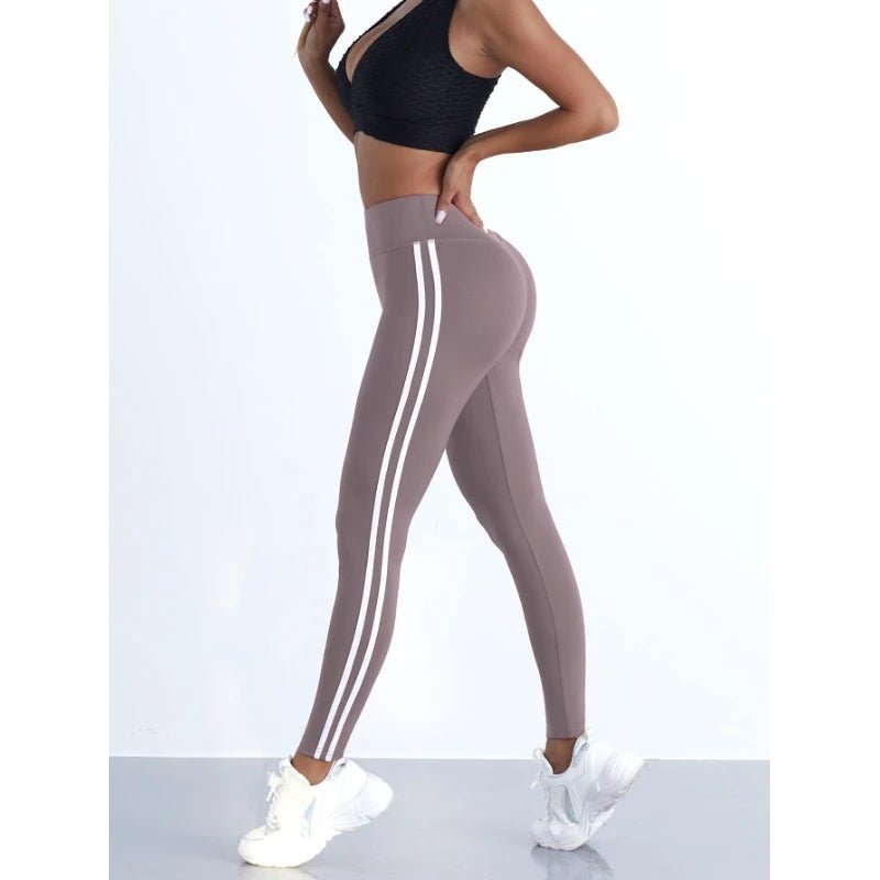 Legging Yoga Rayé Taille Haute — Gainant, Stretchy & Anti - Transpiration - Vêtement de Sport | BodyForce UK