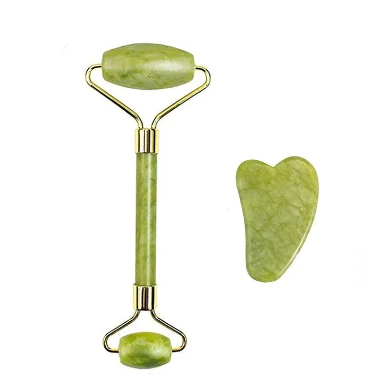 Jade Roller & Gua Sha Naturel — Masseur Visage Anti - Âge & Lifting - Accessoire Beauté | BodyForce UK