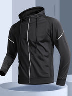 Men's Sport Windbreaker Jacket | Quick - Dry Hooded Running Coat - Sportswear | BodyForce UK