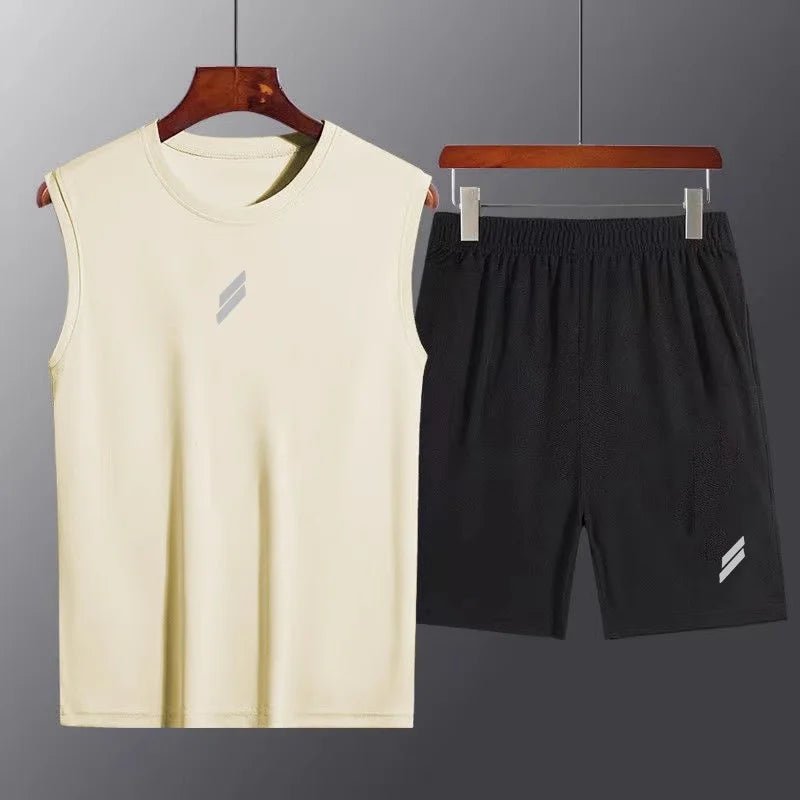 Men's Summer Sport Vest & Shorts Set | Quick - Dry Mesh Running Tracksuit - Sportswear | BodyForce UK
