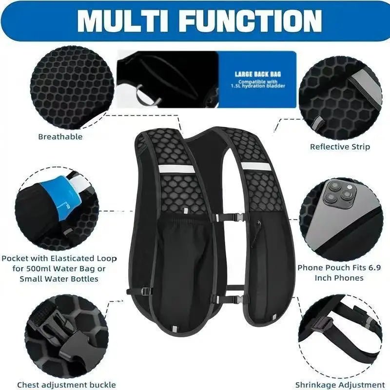 Running Vest Backpack | Water - Resistant Breathable Pack for Hiking & Marathons - Running Accessories | BodyForce UK