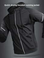 Men's Sport Windbreaker Jacket | Quick - Dry Hooded Running Coat - Sportswear | BodyForce UK