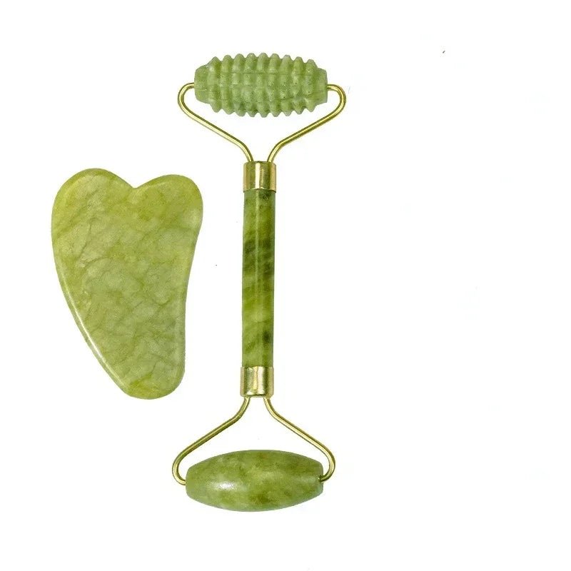 Jade Roller & Gua Sha Naturel — Masseur Visage Anti - Âge & Lifting - Accessoire Beauté | BodyForce UK