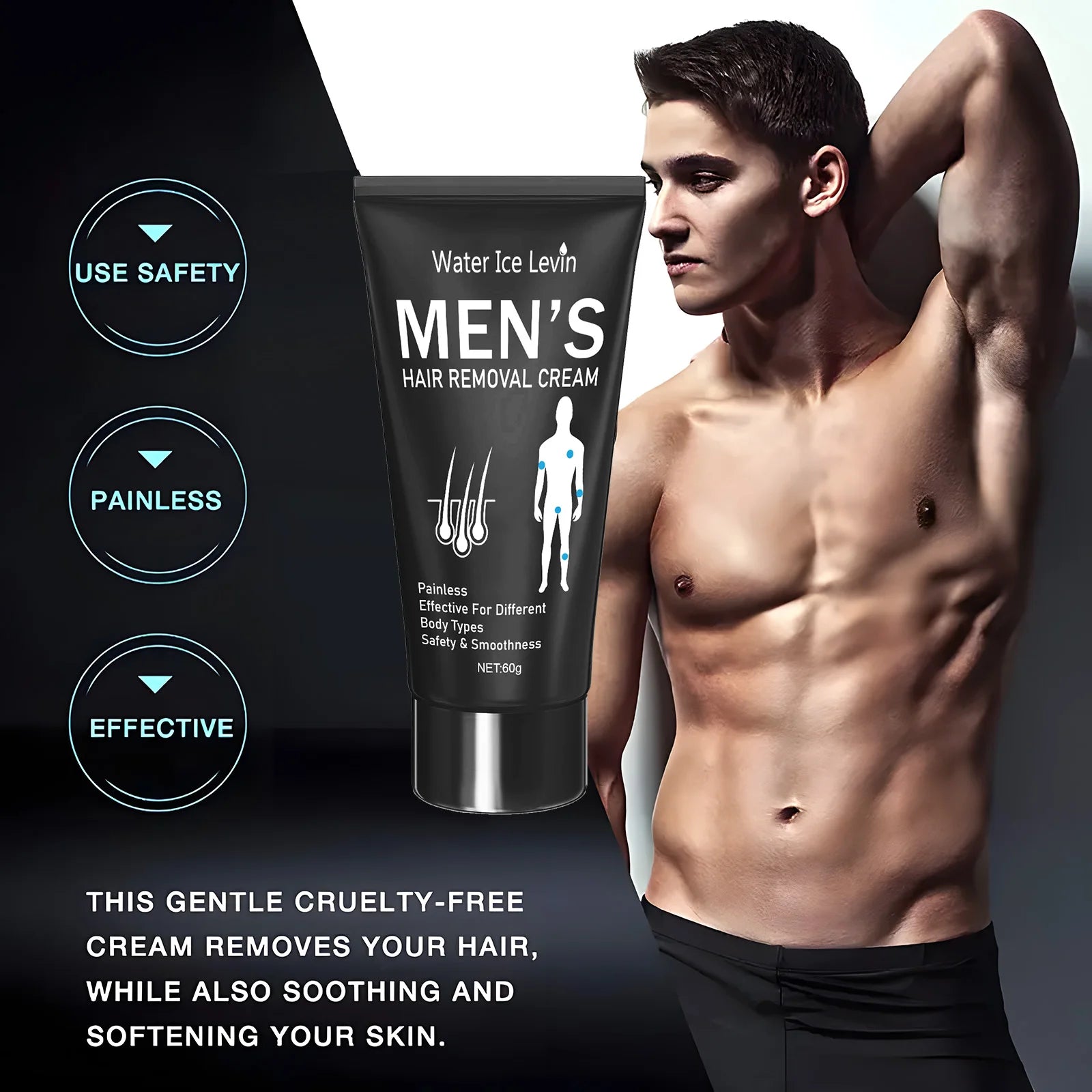 Painless Hair Removal Cream 60g - For Men & Women | Smooth Silky Skin - Hair Removal | BodyForce UK