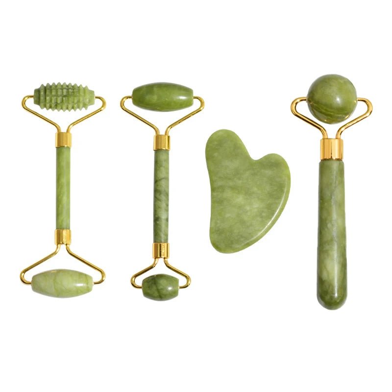 Jade Roller & Gua Sha Naturel — Masseur Visage Anti - Âge & Lifting - Accessoire Beauté | BodyForce UK
