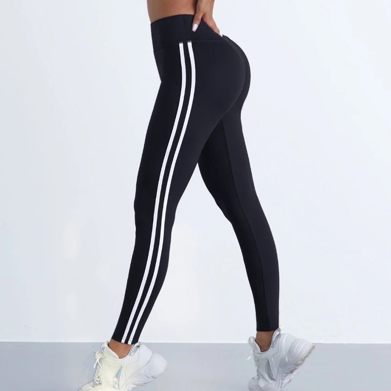 Legging Yoga Rayé Taille Haute — Gainant, Stretchy & Anti - Transpiration - Vêtement de Sport | BodyForce UK