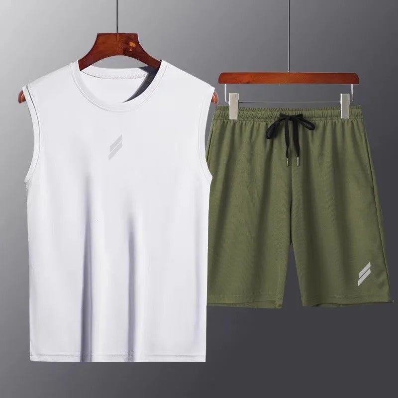 Men's Summer Sport Vest & Shorts Set | Quick - Dry Mesh Running Tracksuit - Sportswear | BodyForce UK