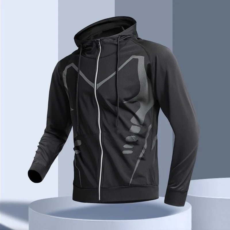 Men's Sport Windbreaker Jacket | Quick - Dry Hooded Running Coat - Sportswear | BodyForce UK
