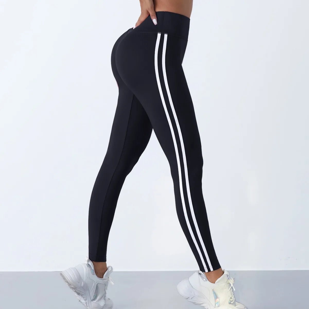 Legging Yoga Rayé Taille Haute — Gainant, Stretchy & Anti - Transpiration - Vêtement de Sport | BodyForce UK