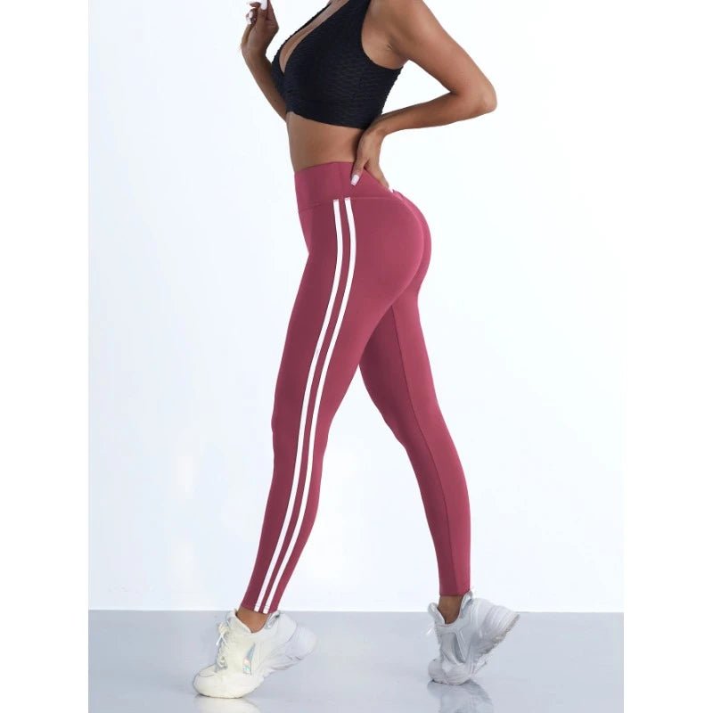 Legging Yoga Rayé Taille Haute — Gainant, Stretchy & Anti - Transpiration - Vêtement de Sport | BodyForce UK