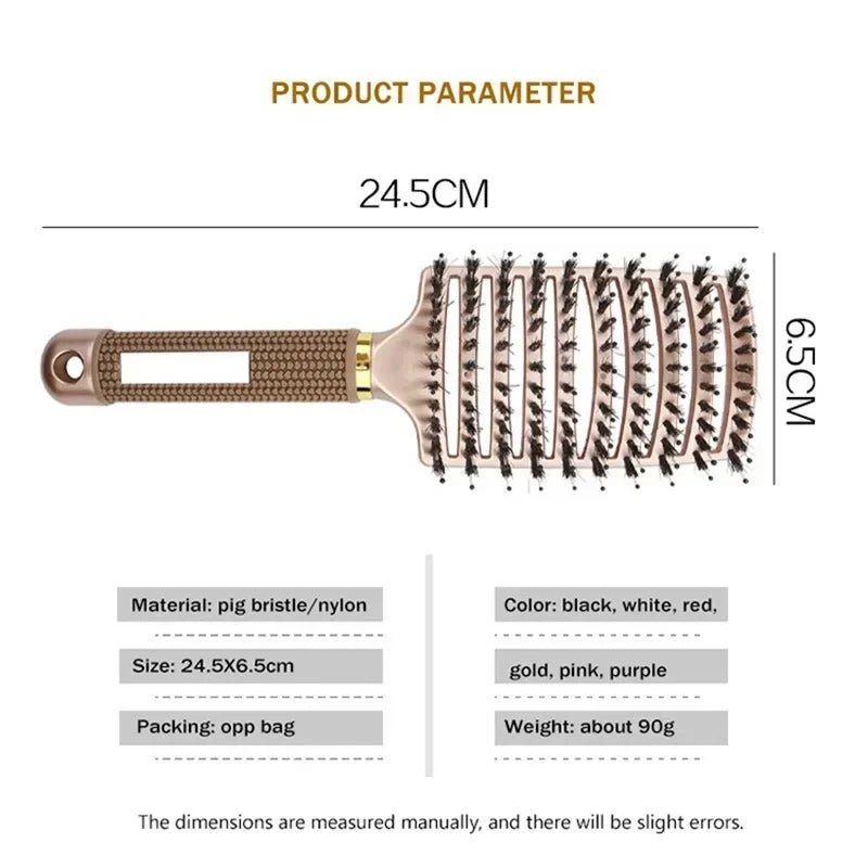 Premium Scalp Massage Hair Brush — Boar Bristle & Nylon for Wet, Curly & All Hair Types - Hair Brush | BodyForce UK