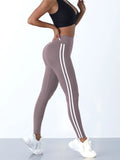 Legging Yoga Rayé Taille Haute — Gainant, Stretchy & Anti - Transpiration - Vêtement de Sport | BodyForce UK